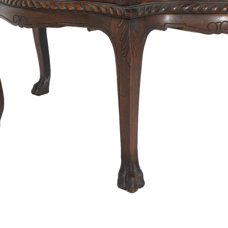 Antique RJ Horner Diminutive Oak Vitrine/China Cabinet, Carved Foliate, C1910