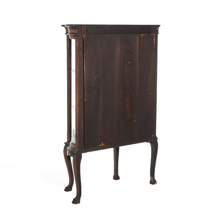 Antique RJ Horner Diminutive Oak Vitrine/China Cabinet, Carved Foliate, C1910