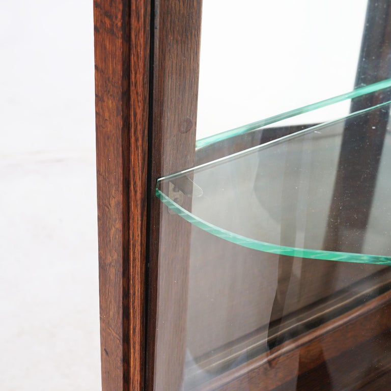 Antique RJ Horner Diminutive Oak Vitrine/China Cabinet, Carved Foliate, C1910