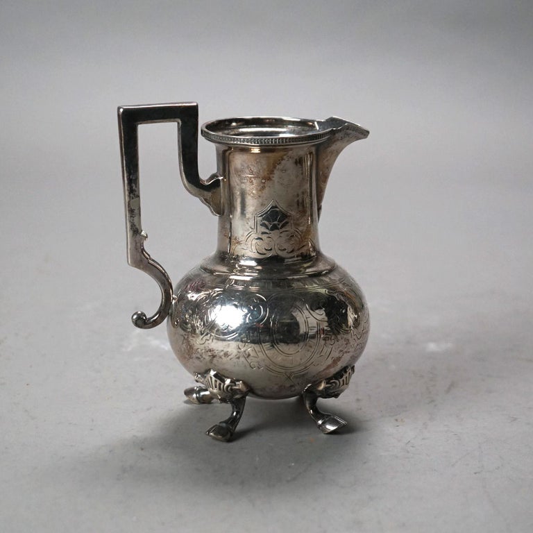Seven Piece Antique Silver Plated Figural Deerfoot Tea Set C1890