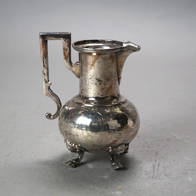 Seven Piece Antique Silver Plated Figural Deerfoot Tea Set C1890