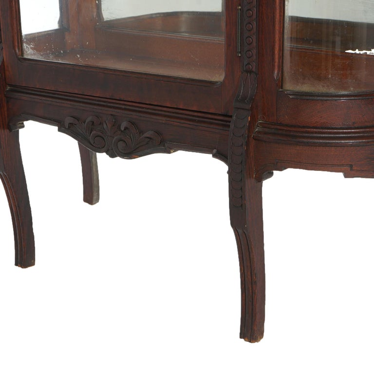 Antique RJ Horner Diminutive Oak Vitrine with Ribbon & Foliate Elements C1910