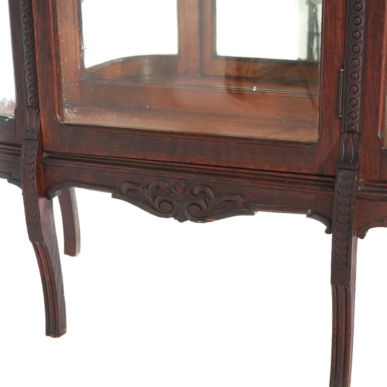 Antique RJ Horner Diminutive Oak Vitrine with Ribbon & Foliate Elements C1910