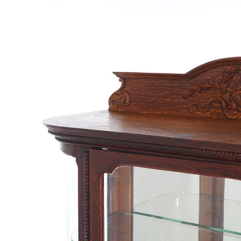 Antique RJ Horner Diminutive Oak Vitrine with Ribbon & Foliate Elements C1910