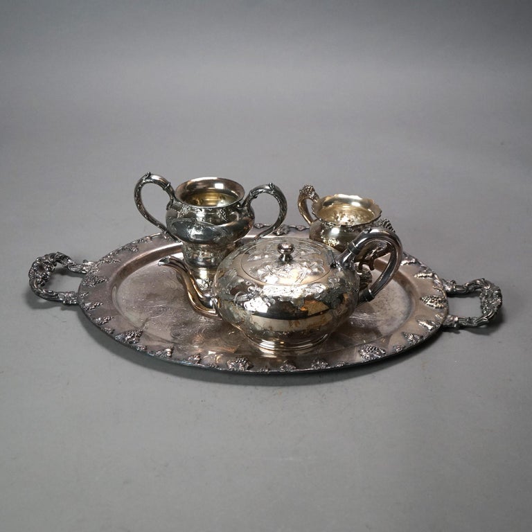 Four Piece Antique Silver Plated Tea Set C1890
