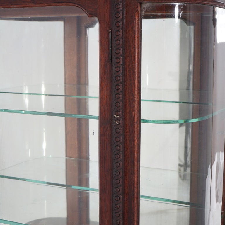 Antique RJ Horner Diminutive Oak Vitrine with Ribbon & Foliate Elements C1910