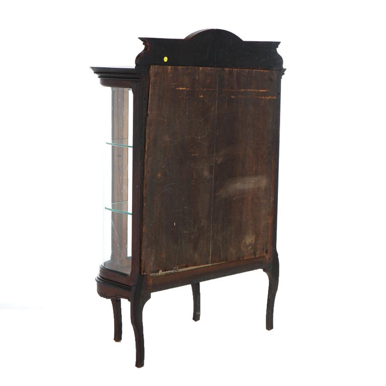 Antique RJ Horner Diminutive Oak Vitrine with Ribbon & Foliate Elements C1910