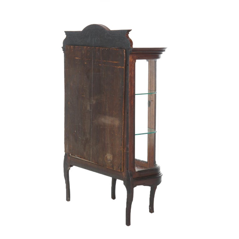 Antique RJ Horner Diminutive Oak Vitrine with Ribbon & Foliate Elements C1910
