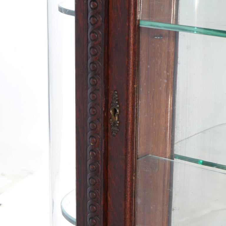 Antique RJ Horner Diminutive Oak Vitrine with Ribbon & Foliate Elements C1910