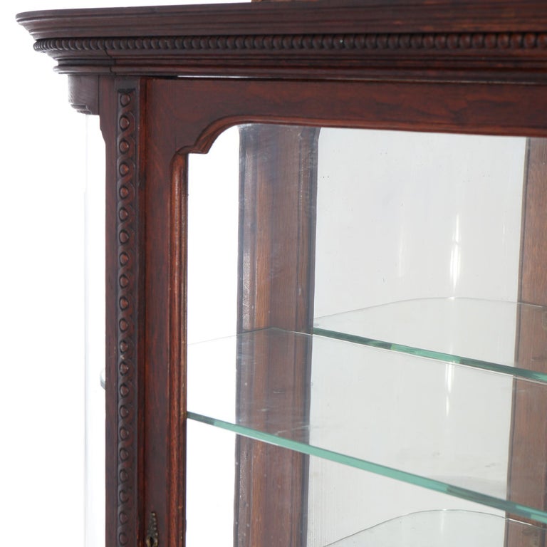 Antique RJ Horner Diminutive Oak Vitrine with Ribbon & Foliate Elements C1910