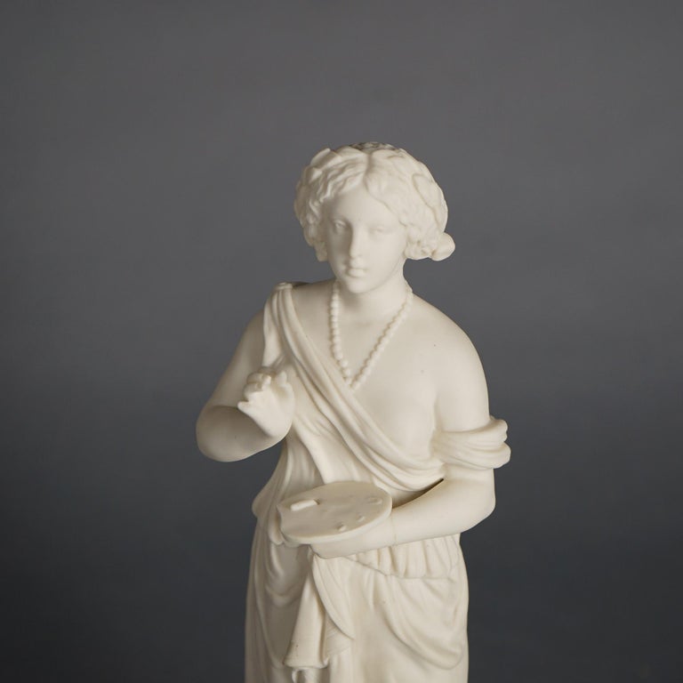 Antique Neoclassical Bisque Porcelain Figure of a Classical Woman C1850