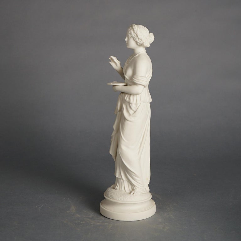 Antique Neoclassical Bisque Porcelain Figure of a Classical Woman C1850