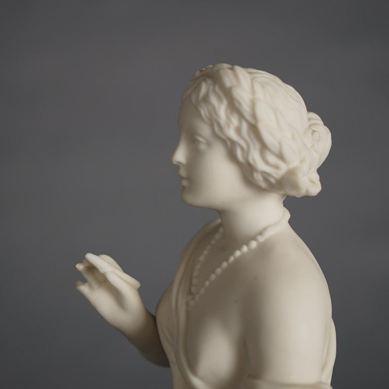 Antique Neoclassical Bisque Porcelain Figure of a Classical Woman C1850