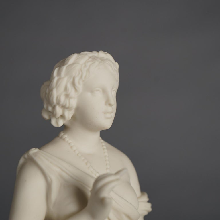 Antique Neoclassical Bisque Porcelain Figure of a Classical Woman C1850
