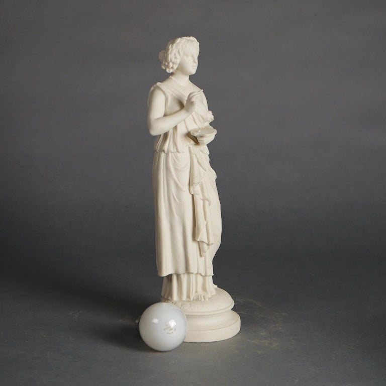 Antique Neoclassical Bisque Porcelain Figure of a Classical Woman C1850