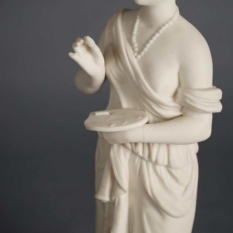 Antique Neoclassical Bisque Porcelain Figure of a Classical Woman C1850