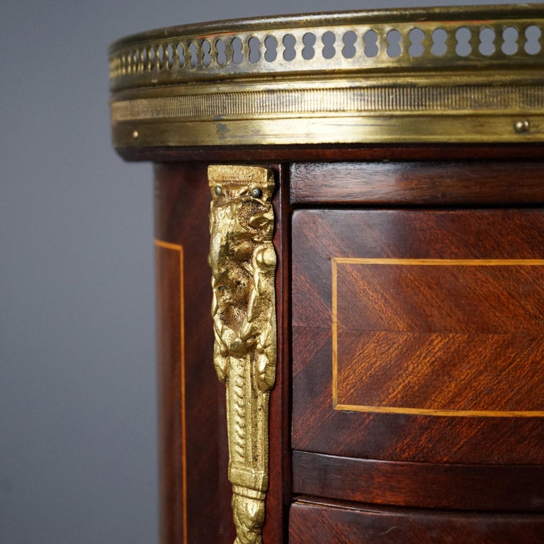 Antique French Mahogany, Kingwood, Marble & Ormolu Kidney Shaped Side Table