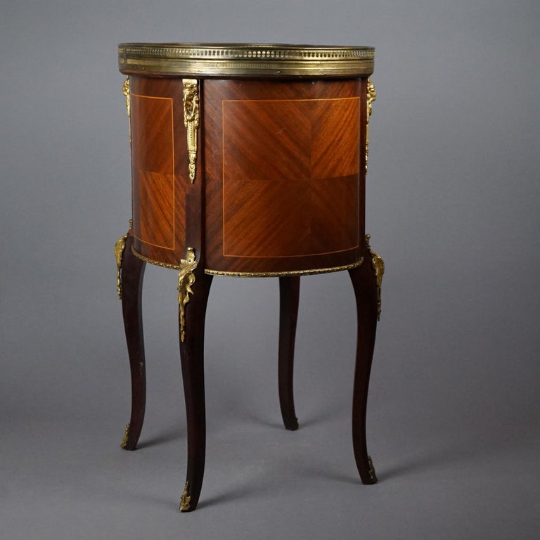 Antique French Mahogany, Kingwood, Marble & Ormolu Kidney Shaped Side Table
