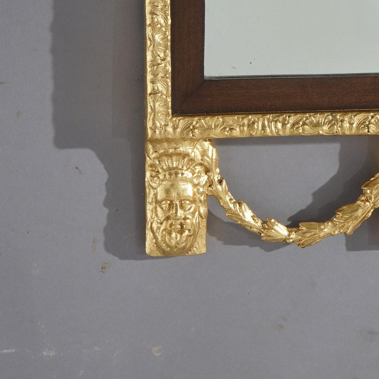 Oversized Federal Giltwood & Mahogany Wall Mirror with Eagle & Bellflowers 20thC