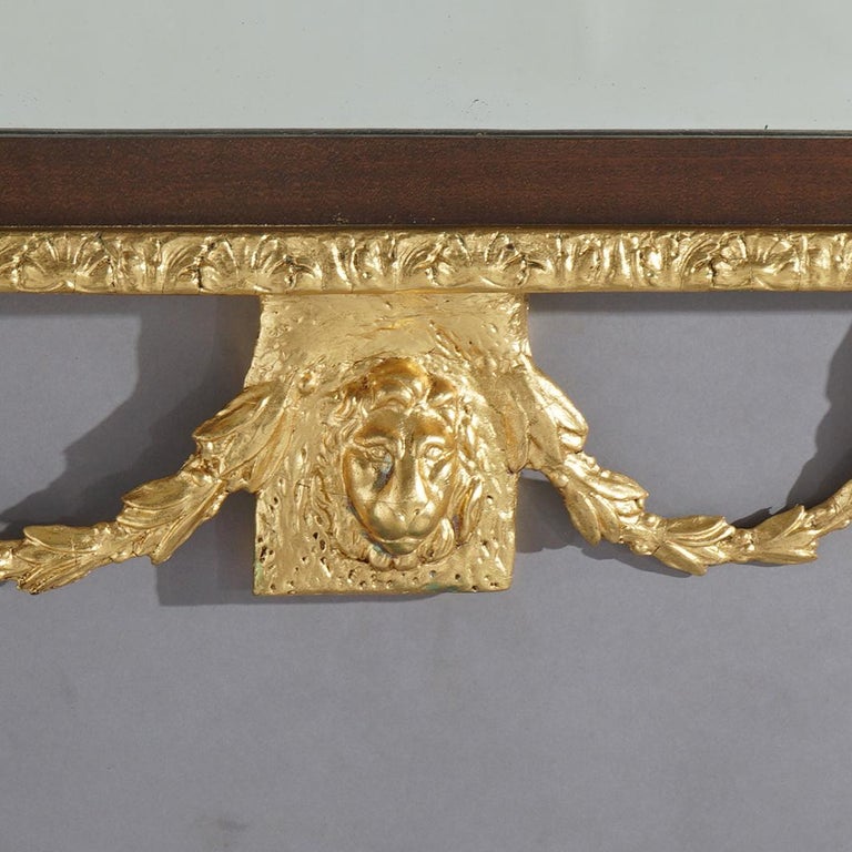 Oversized Federal Giltwood & Mahogany Wall Mirror with Eagle & Bellflowers 20thC