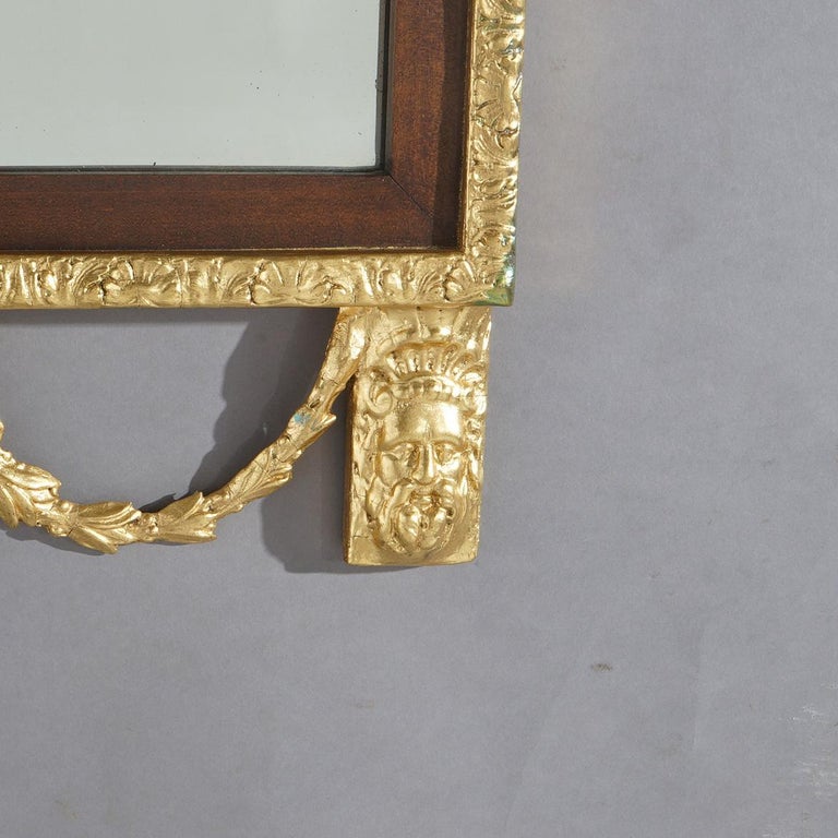 Oversized Federal Giltwood & Mahogany Wall Mirror with Eagle & Bellflowers 20thC