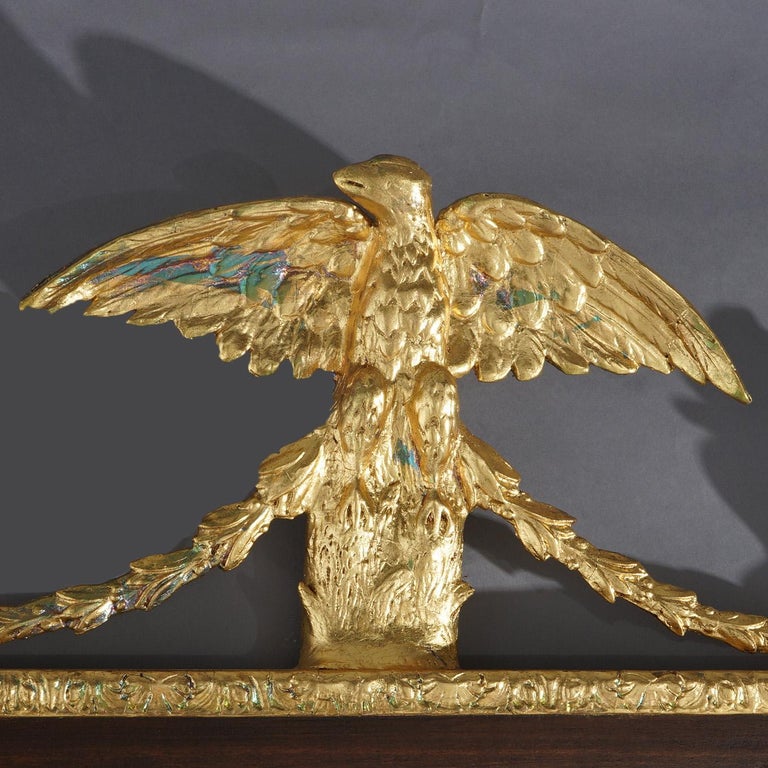 Oversized Federal Giltwood & Mahogany Wall Mirror with Eagle & Bellflowers 20thC
