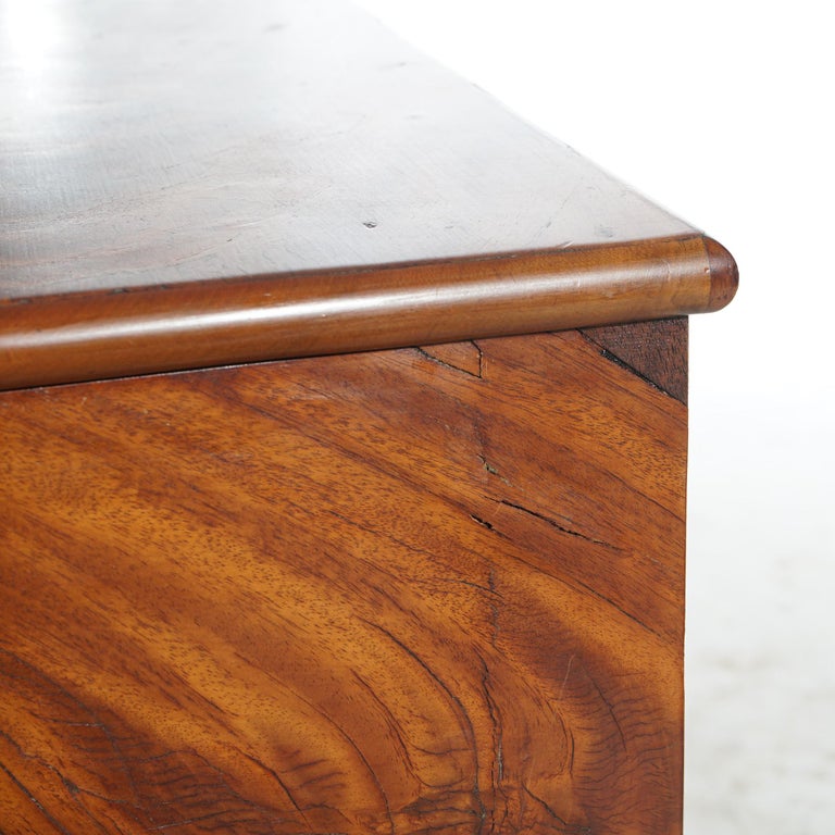 Antique American Empire Carved Flame Mahogany Two-Drawer Sewing Table c1840