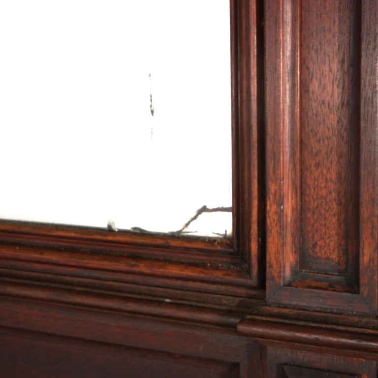 Antique Renaissance Revival Carved Walnut Figural Marble Top Hall Tree c1880