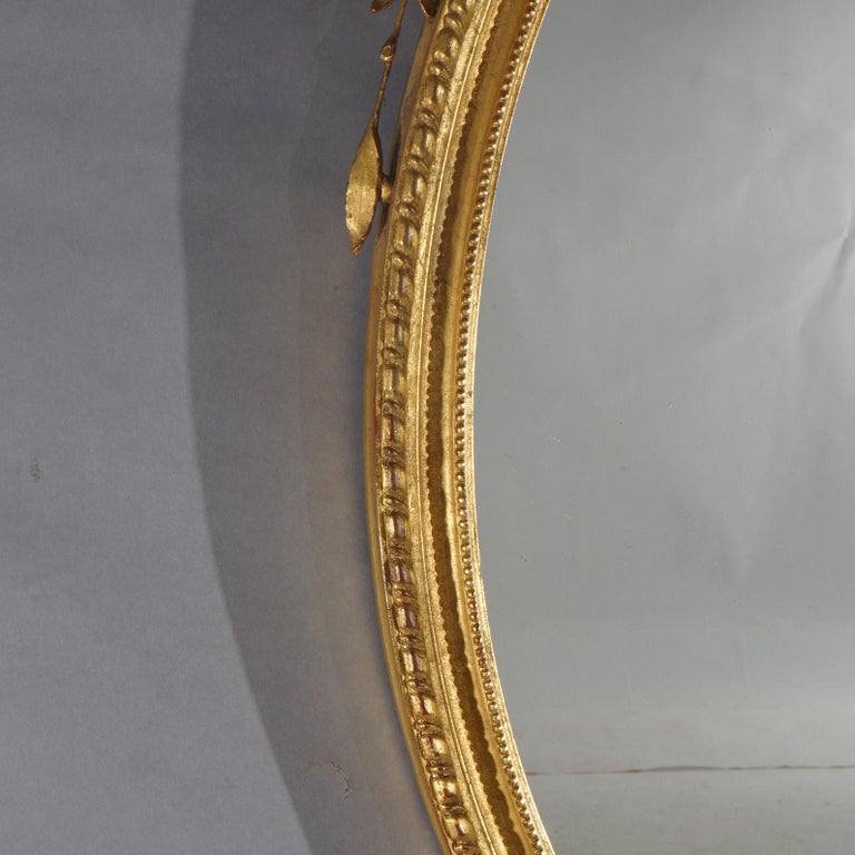 Large Giltwood Oval Wall Mirror with Floral, Foliate & Scroll Elements 20thC