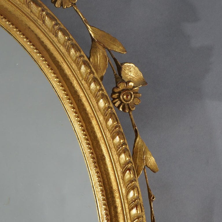 Large Giltwood Oval Wall Mirror with Floral, Foliate & Scroll Elements 20thC