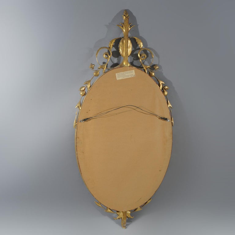 Large Giltwood Oval Wall Mirror with Floral, Foliate & Scroll Elements 20thC