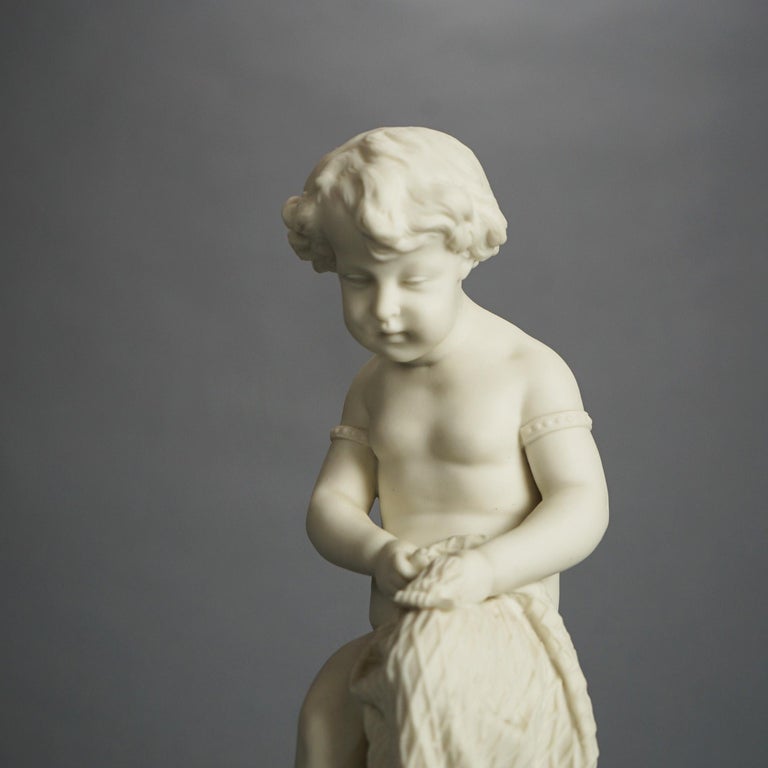 Antique Neoclassical Bisque Porcelain Figure of a Cherub C1850