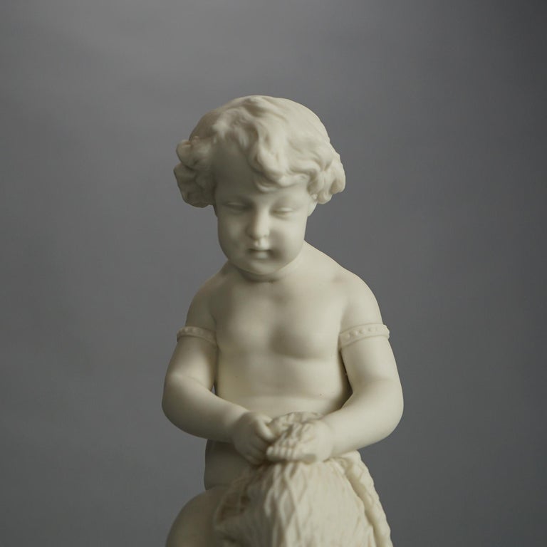Antique Neoclassical Bisque Porcelain Figure of a Cherub C1850