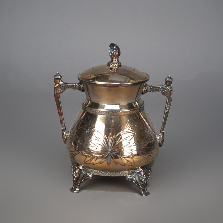 Four Piece Antique Silver Plated Footed Tea Set C1890