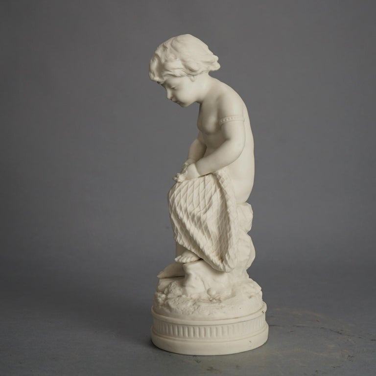 Antique Neoclassical Bisque Porcelain Figure of a Cherub C1850