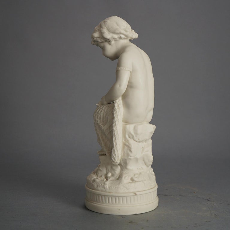 Antique Neoclassical Bisque Porcelain Figure of a Cherub C1850