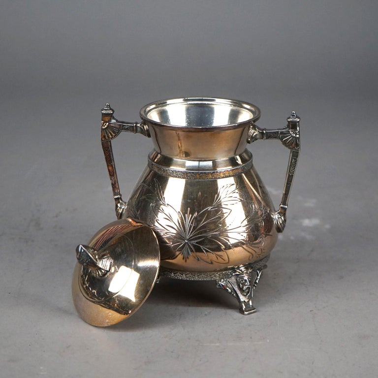 Four Piece Antique Silver Plated Footed Tea Set C1890