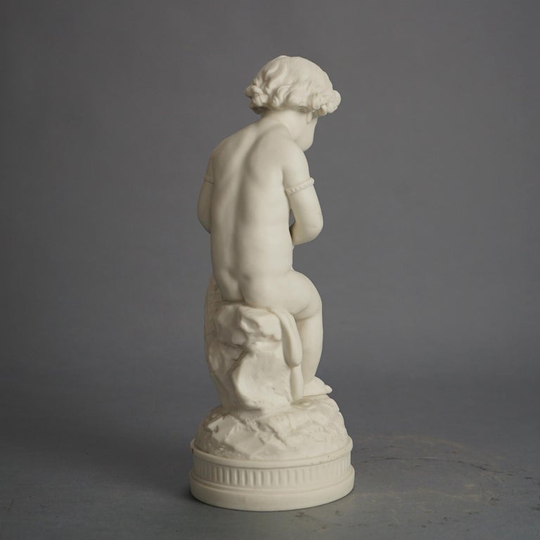Antique Neoclassical Bisque Porcelain Figure of a Cherub C1850