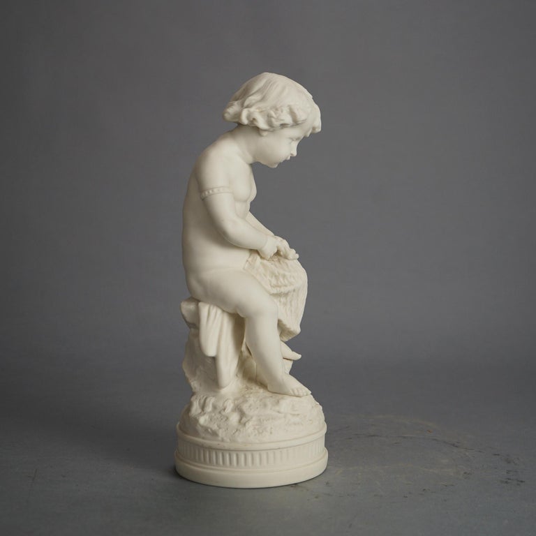 Antique Neoclassical Bisque Porcelain Figure of a Cherub C1850