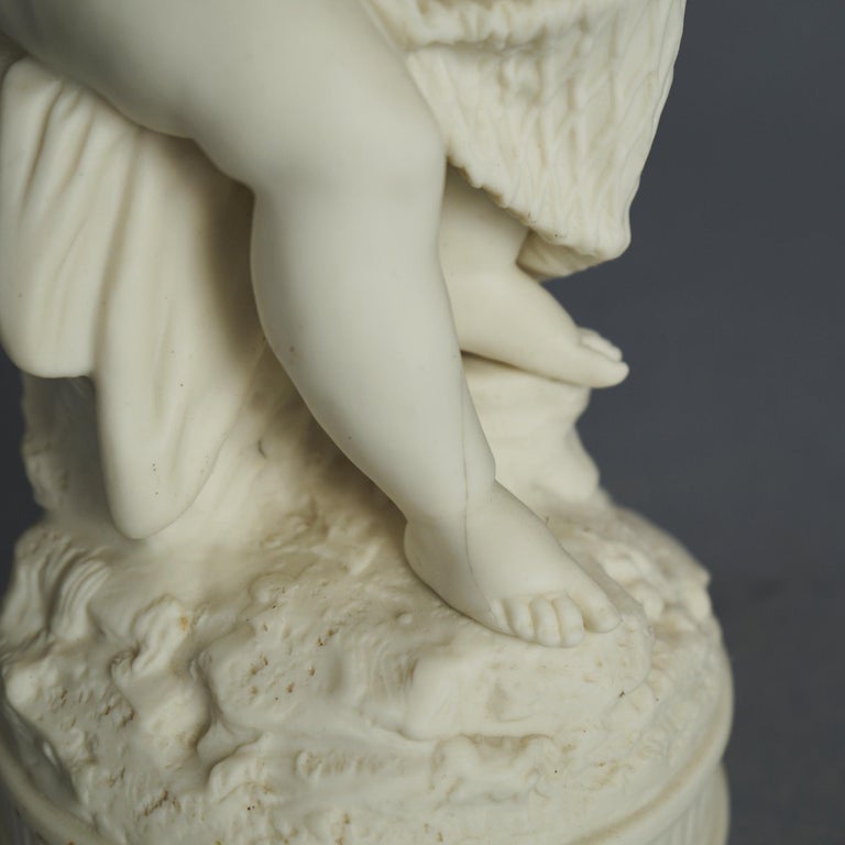 Antique Neoclassical Bisque Porcelain Figure of a Cherub C1850