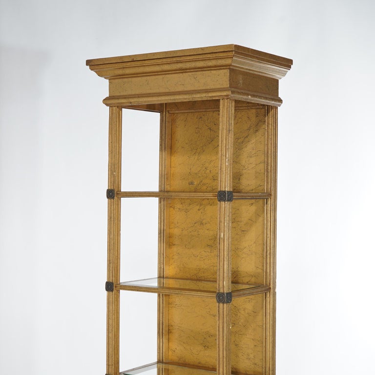 Antique French Style Giltwood Five-Shelf Lighted Open Display Cabinet 20thC