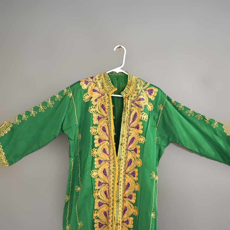Vintage Moroccan Silk & Gold Metallic Needlework Robe 20th C
