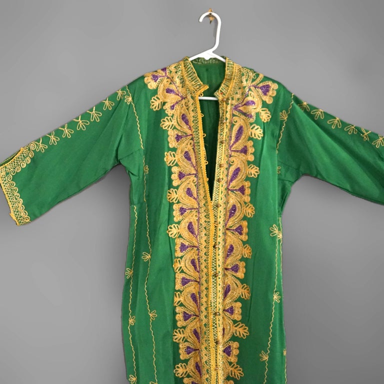 Vintage Moroccan Silk & Gold Metallic Needlework Robe 20th C