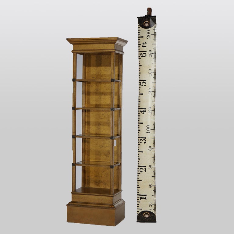 Antique French Style Giltwood Five-Shelf Lighted Open Display Cabinet 20thC