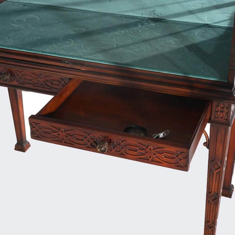 Chinese Chippendale Mahogany China Cabinet with Reticulated Crest 20thC