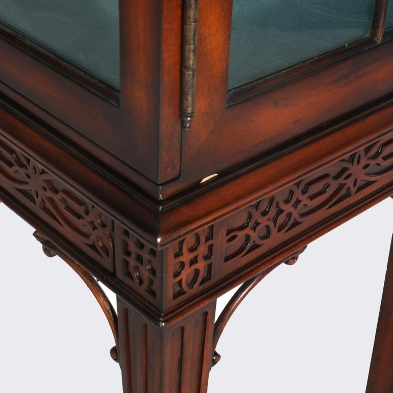 Chinese Chippendale Mahogany China Cabinet with Reticulated Crest 20thC