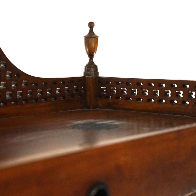 Chinese Chippendale Mahogany China Cabinet with Reticulated Crest 20thC