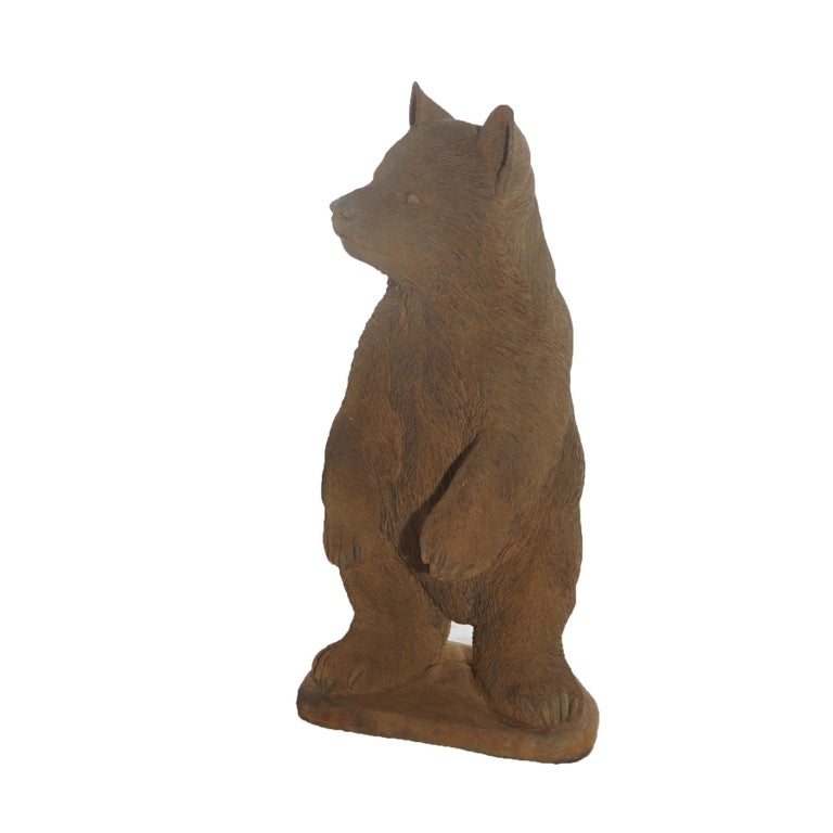Bronze Finished Cast Hardstone Standing Black Bear Cub 20thC