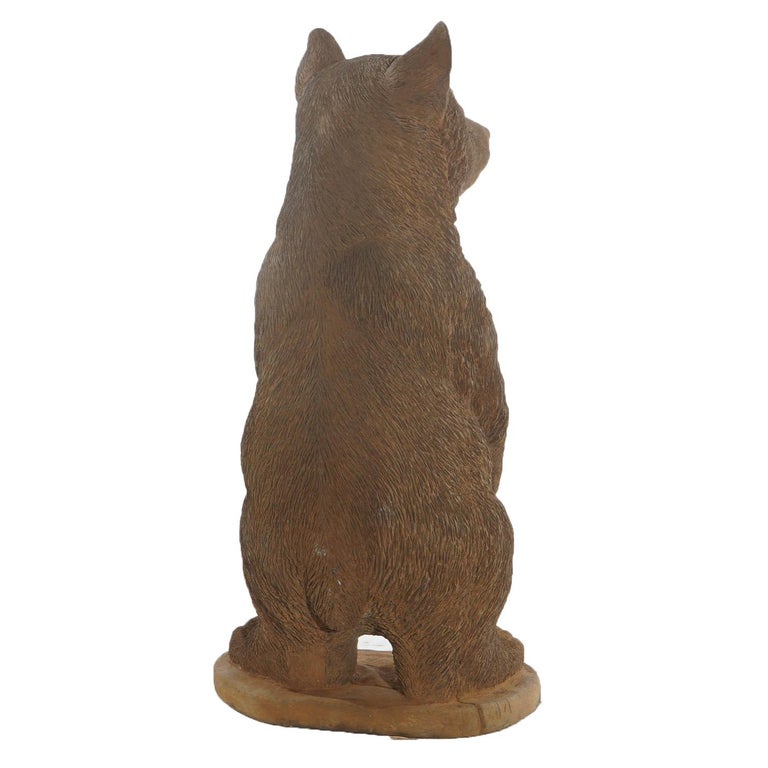 Bronze Finished Cast Hardstone Standing Black Bear Cub 20thC