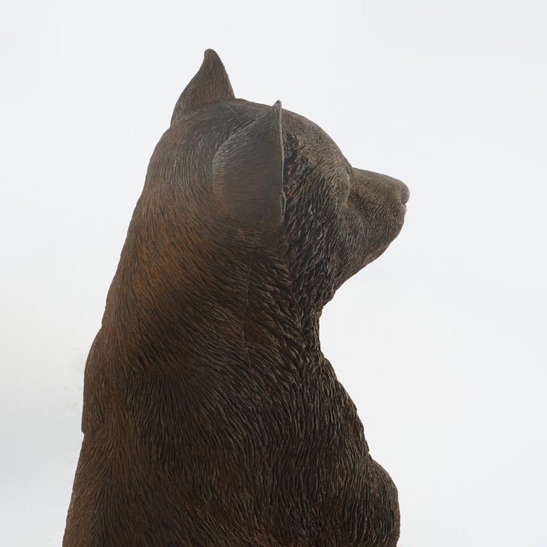 Bronze Finished Cast Hardstone Standing Black Bear Cub 20thC